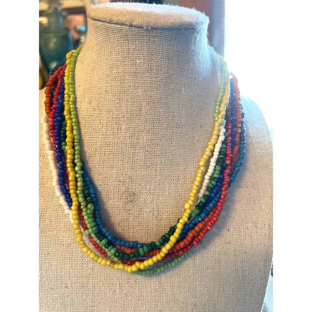 Multi-Strand Seed Bead Necklace -- 14"